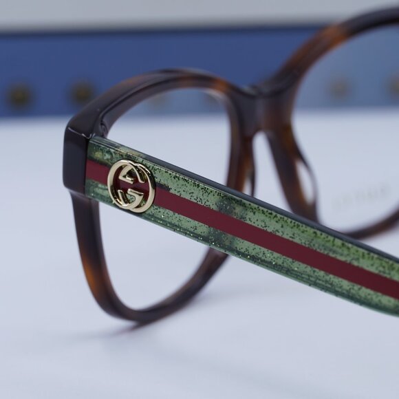 Final Price! Gucci GG0038ON 002 Havana/Green Eyeglasses 54mm - Picture 9 of 12